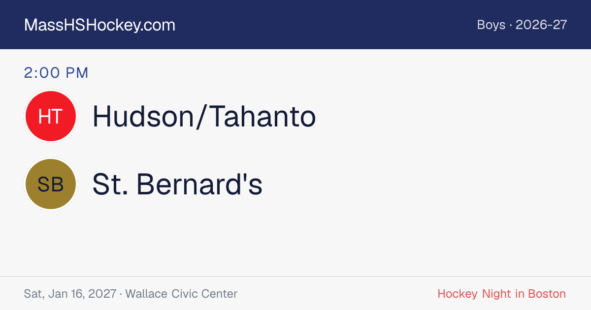 Hudson/Tahanto at St. Bernard's score card