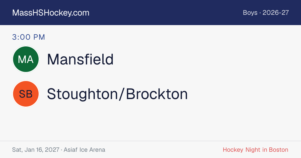 Mansfield at Stoughton/Brockton score card