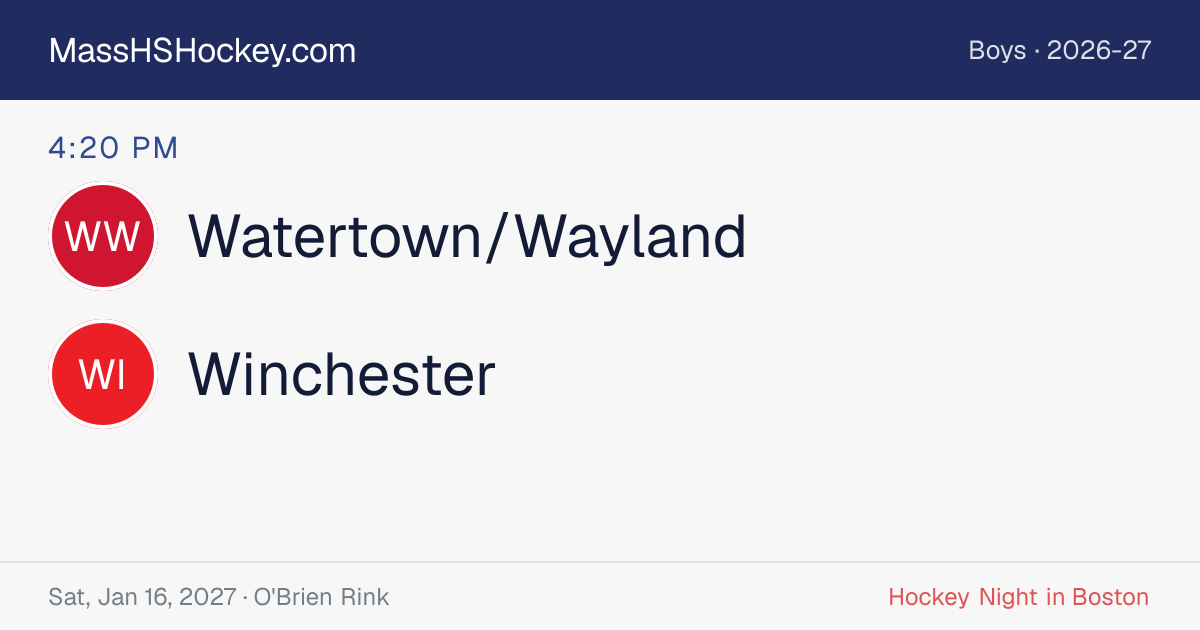 Watertown/Wayland at Winchester score card