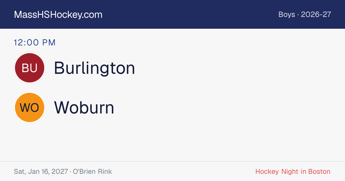 Burlington at Woburn score card