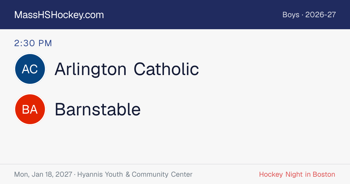 Arlington Catholic at Barnstable score card