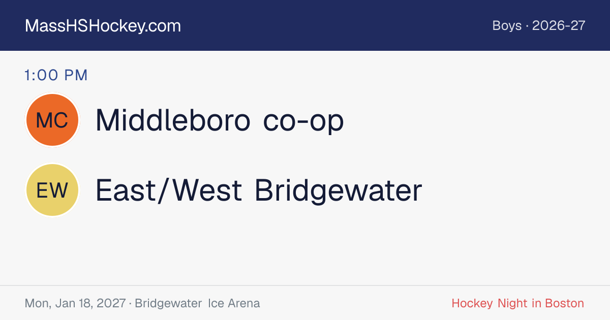 Middleboro co-op at East/West Bridgewater score card