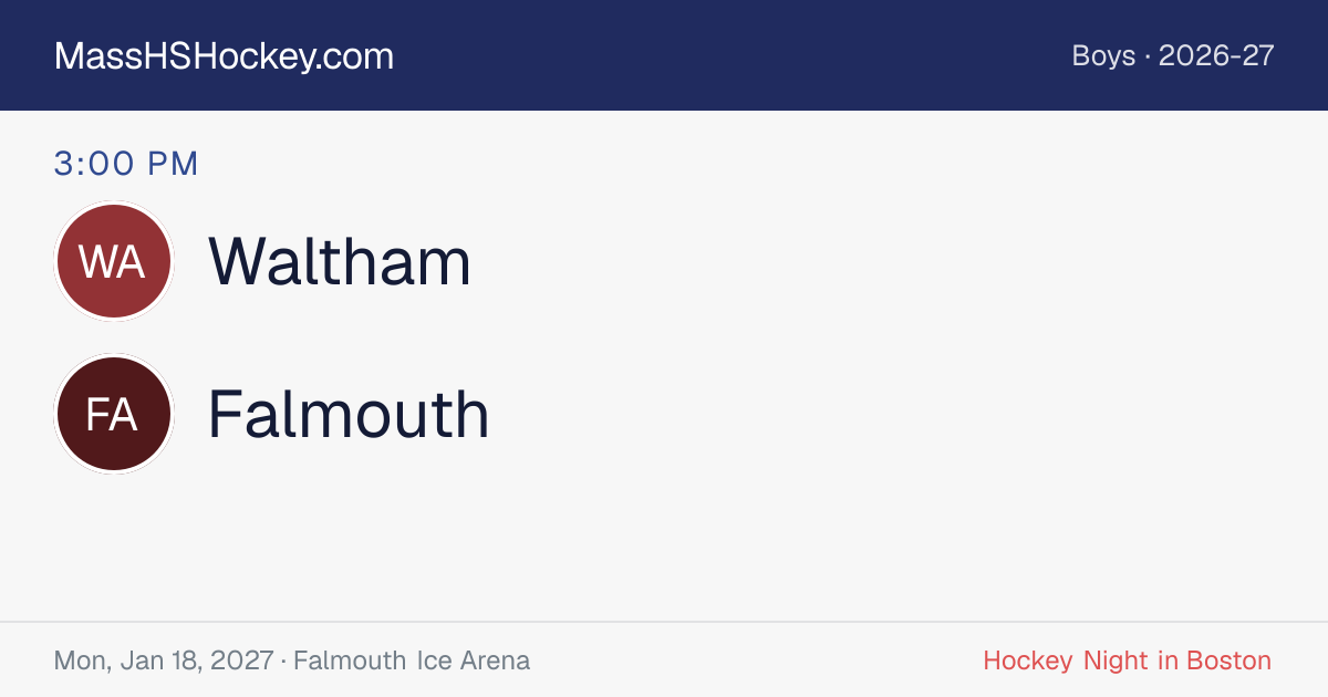 Waltham at Falmouth score card
