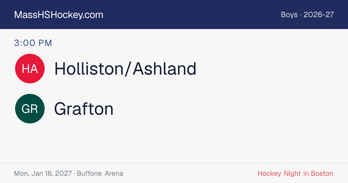 Holliston/Ashland at Grafton score card