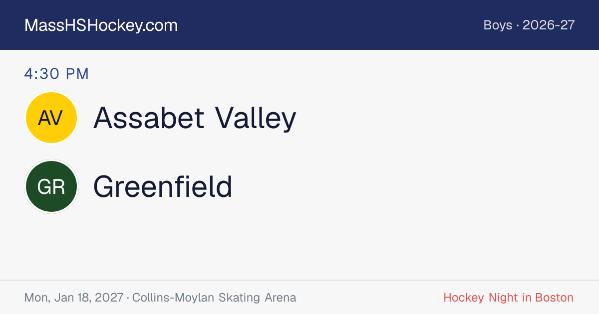 Assabet Valley at Greenfield score card