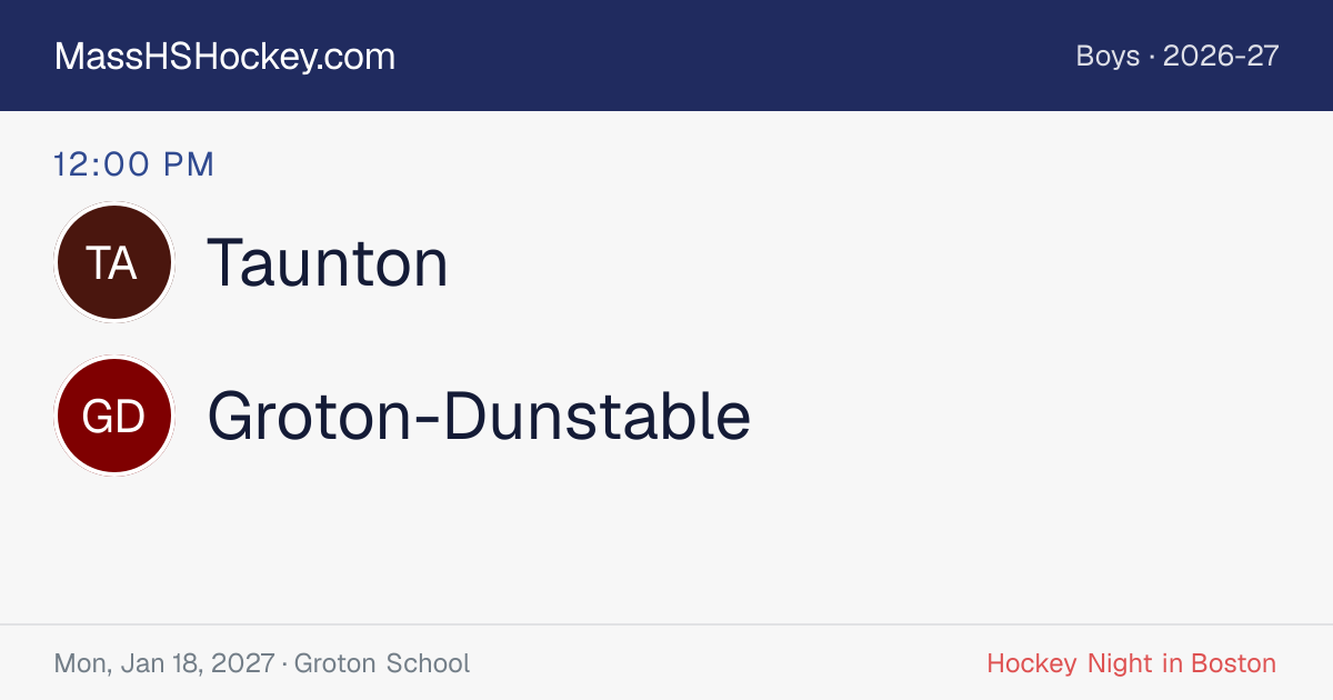 Taunton at Groton-Dunstable score card