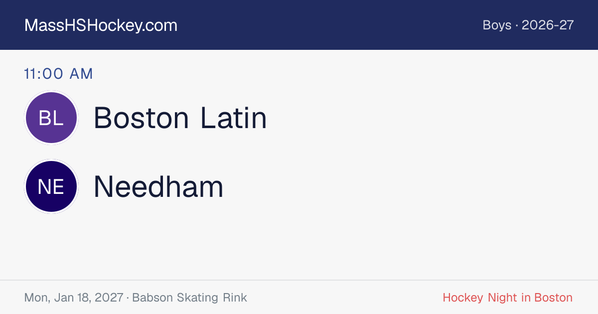 Boston Latin at Needham score card