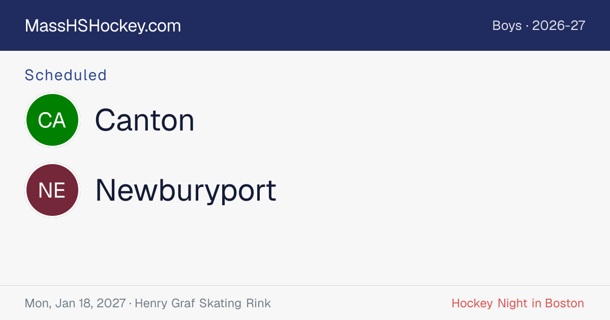 Canton at Newburyport score card