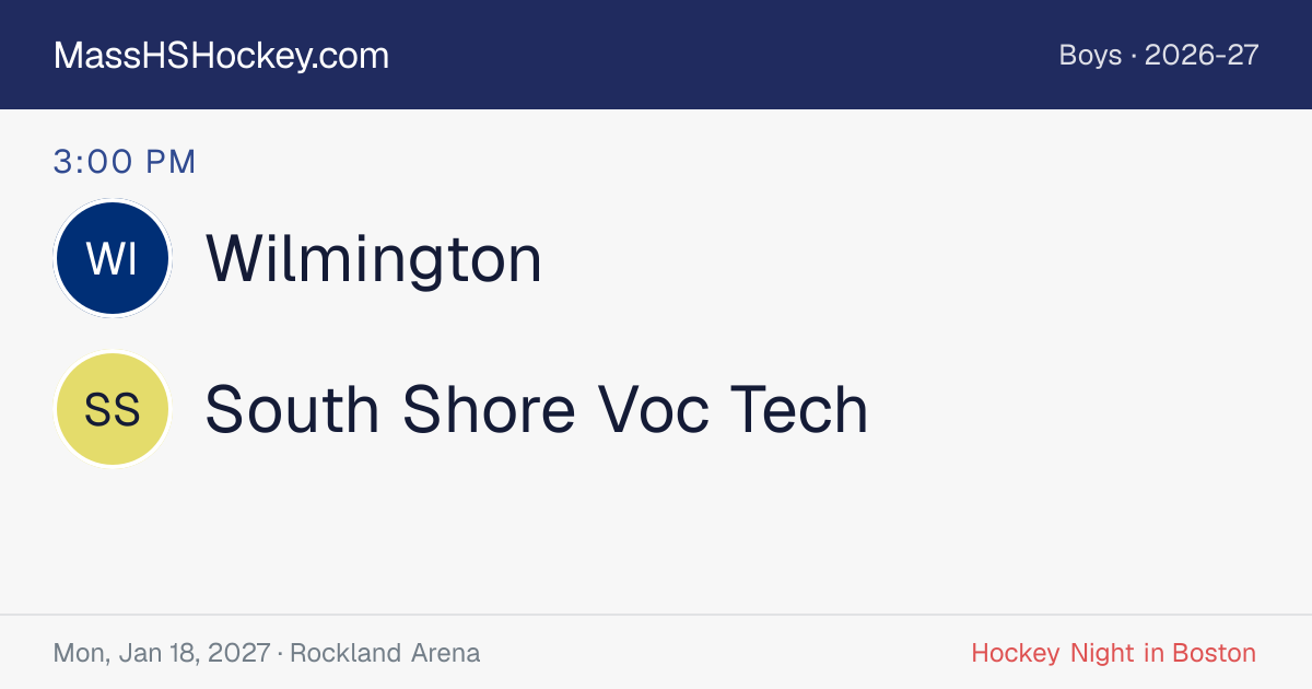 Wilmington at South Shore Voc Tech score card