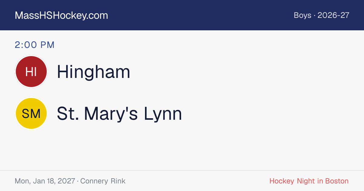 Hingham at St. Mary's Lynn score card