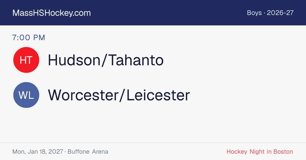 Hudson/Tahanto at Worcester/Leicester score card
