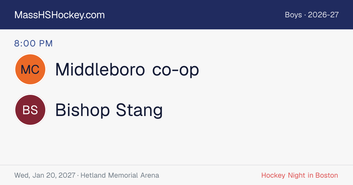 Middleboro co-op at Bishop Stang score card