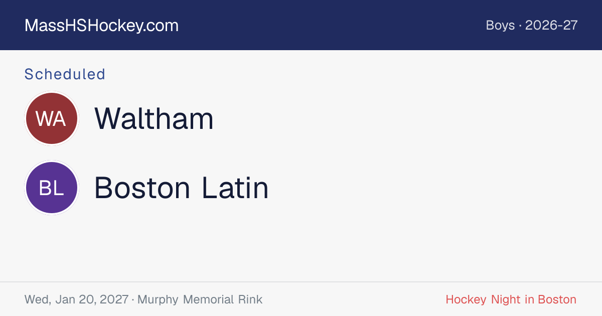 Waltham at Boston Latin score card