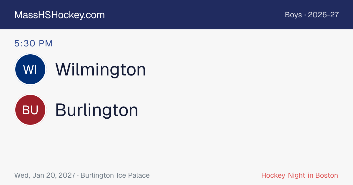 Wilmington at Burlington score card