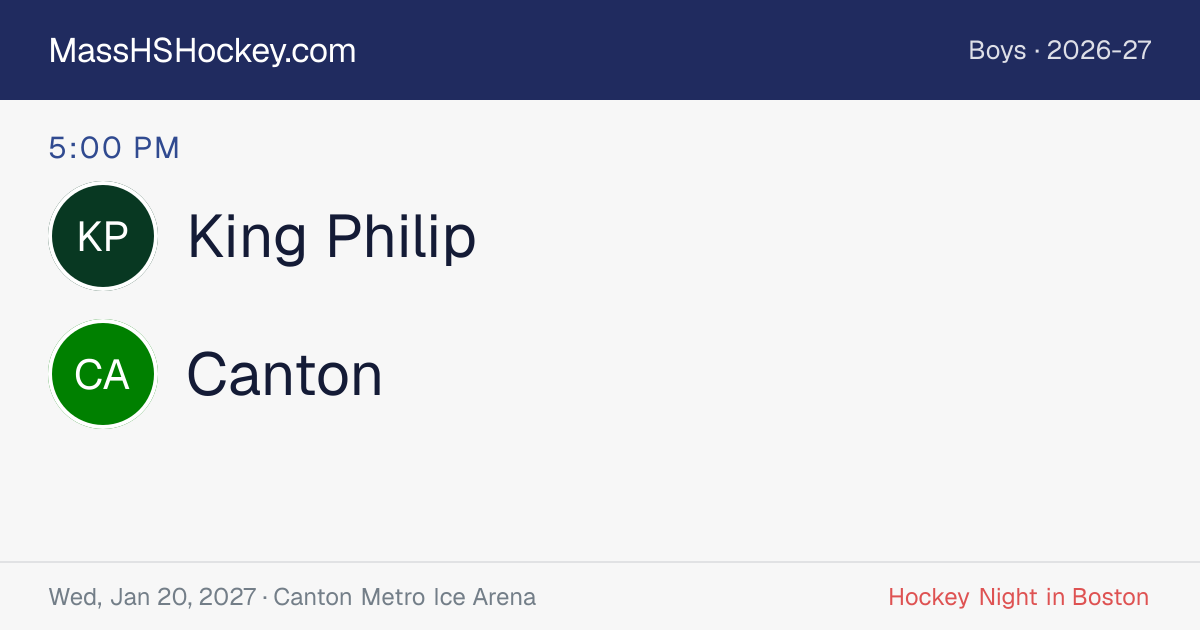 King Philip at Canton score card