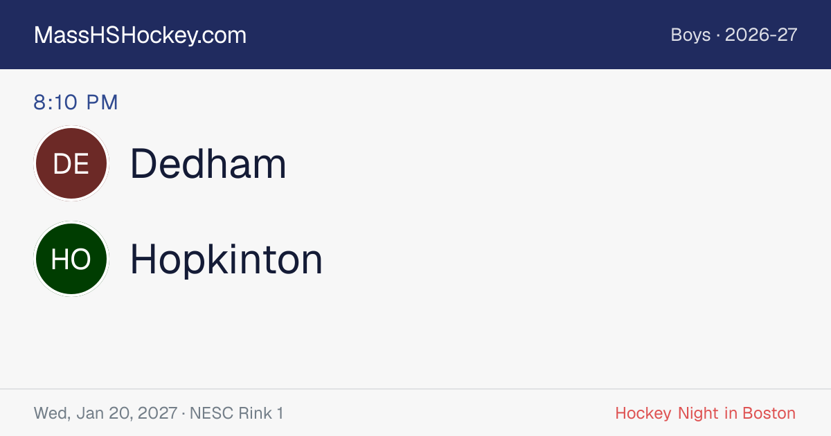 Dedham at Hopkinton score card