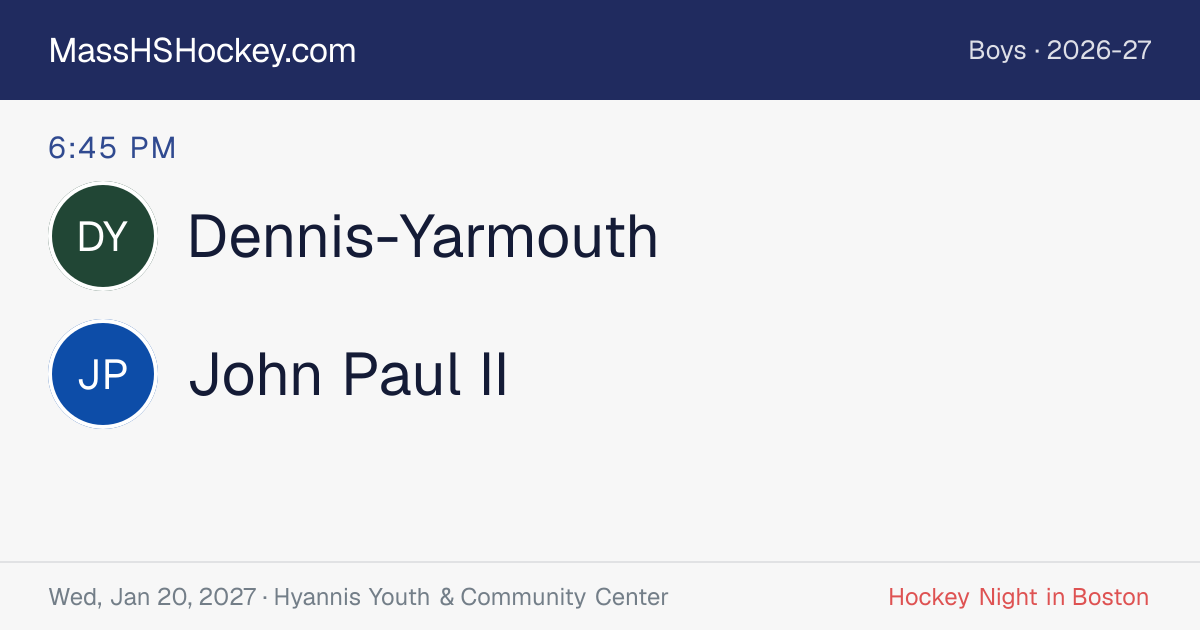 Dennis-Yarmouth at John Paul II score card