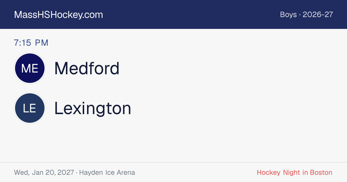 Medford at Lexington score card