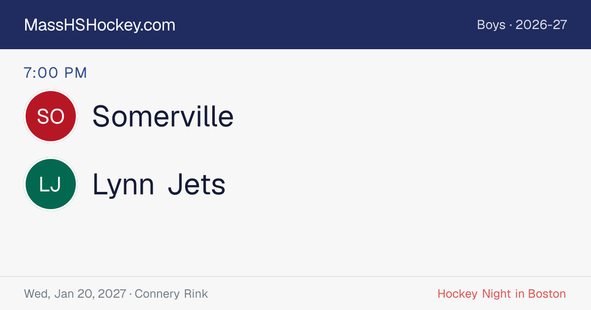 Somerville at Lynn Jets score card
