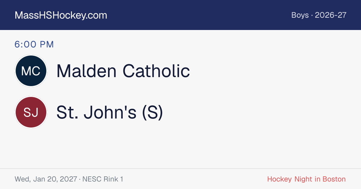 Malden Catholic at St. John's (S) score card