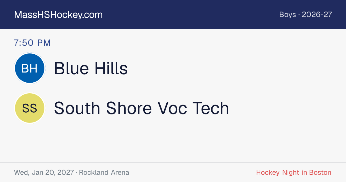 Blue Hills at South Shore Voc Tech score card