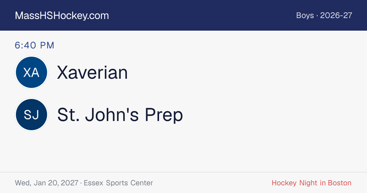 Xaverian at St. John's Prep score card