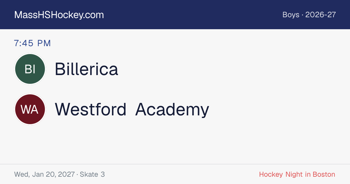Billerica at Westford Academy score card