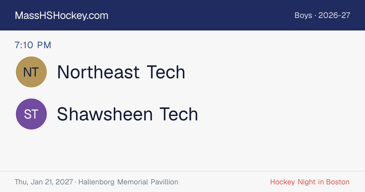 Northeast Tech at Shawsheen Tech score card