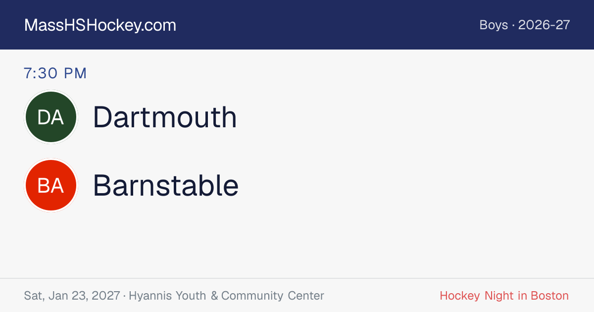 Dartmouth at Barnstable score card