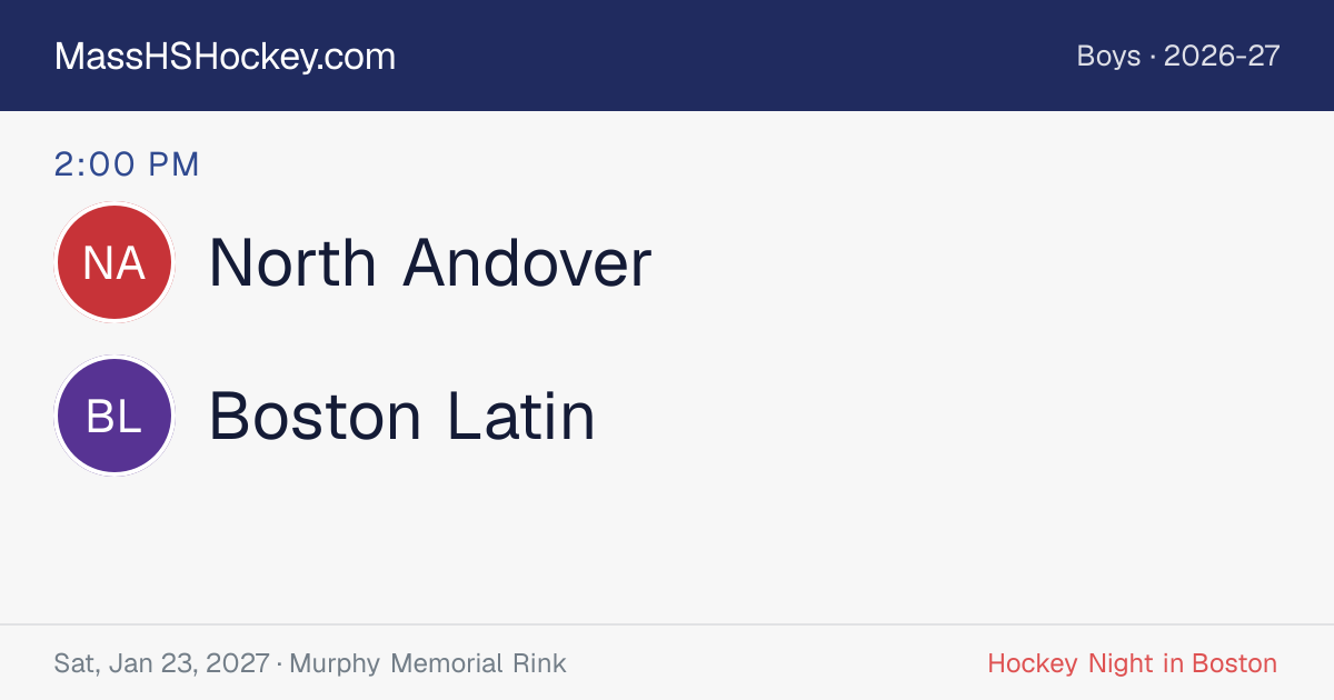 North Andover at Boston Latin score card