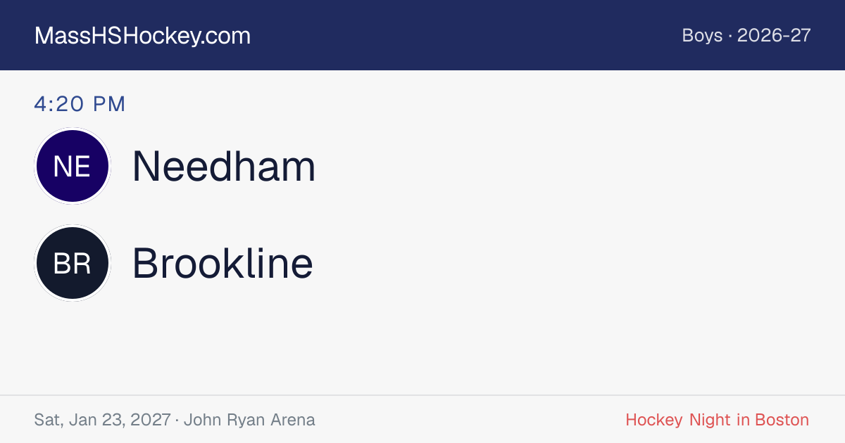 Needham at Brookline score card