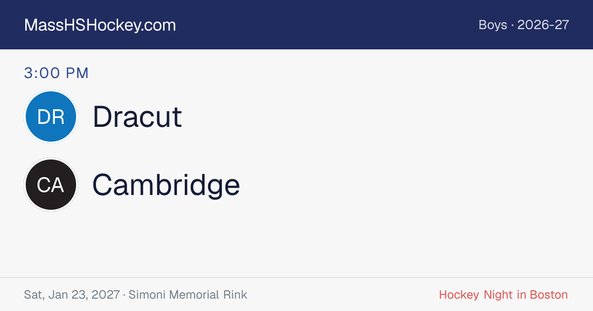 Dracut at Cambridge score card