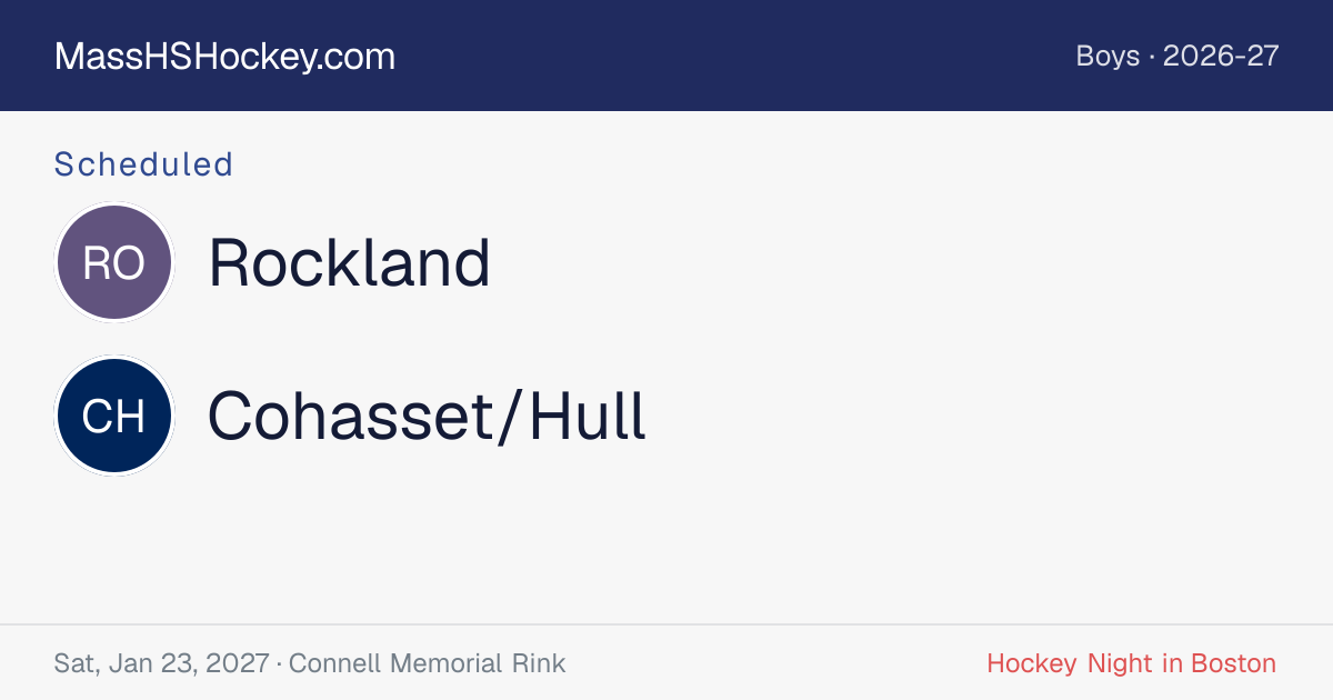 Rockland at Cohasset/Hull score card