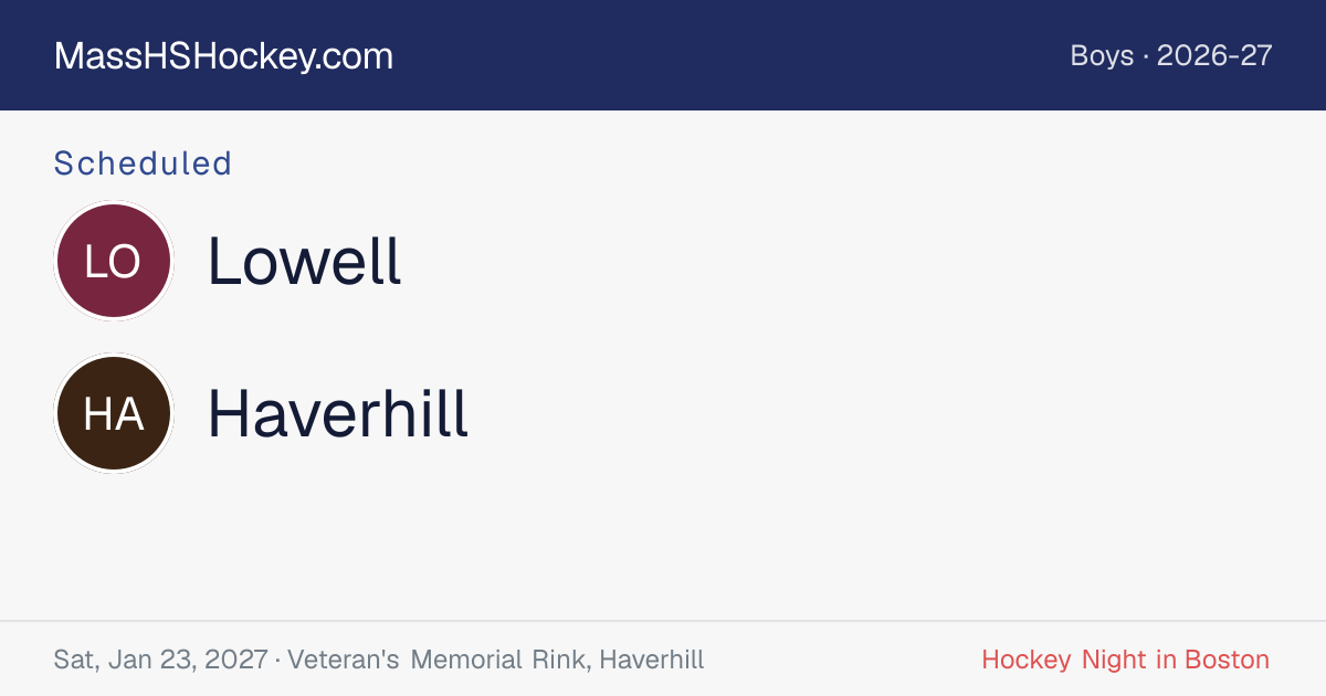 Lowell at Haverhill score card