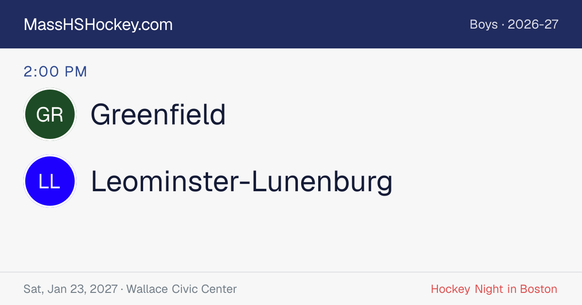 Greenfield at Leominster-Lunenburg score card