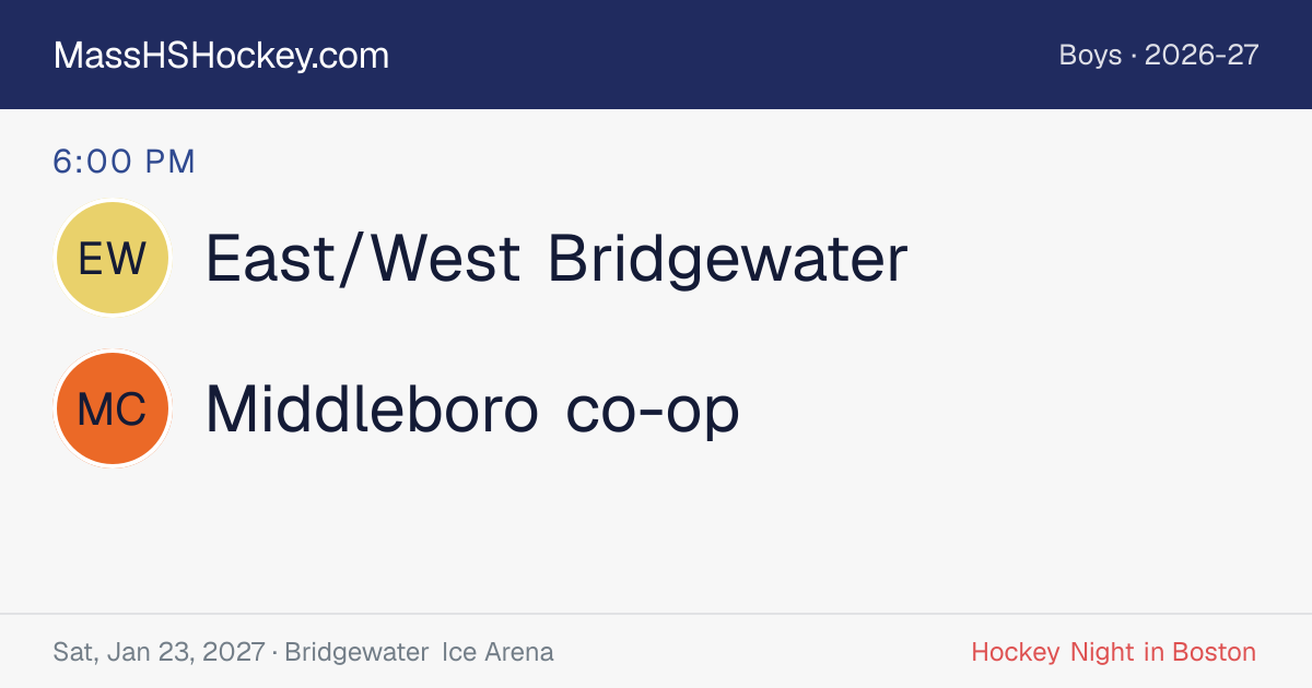 East/West Bridgewater at Middleboro co-op score card