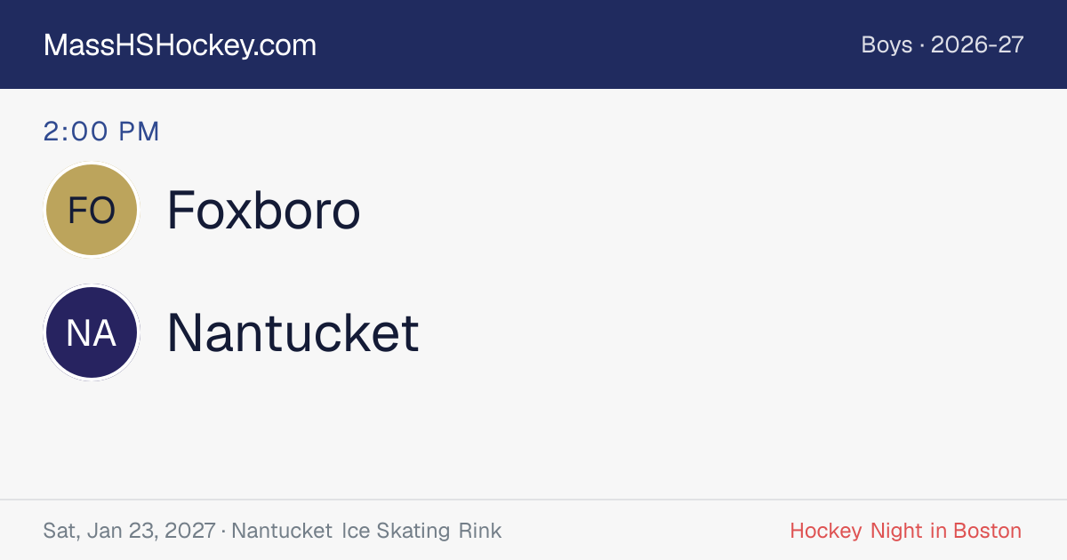 Foxboro at Nantucket score card