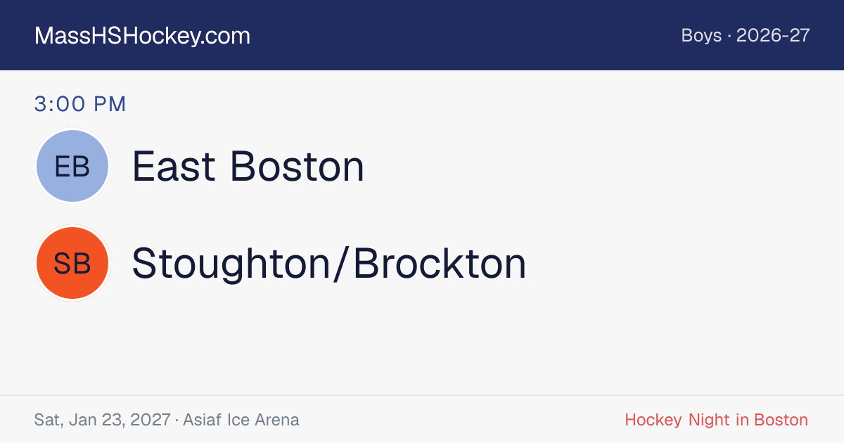 East Boston at Stoughton/Brockton score card