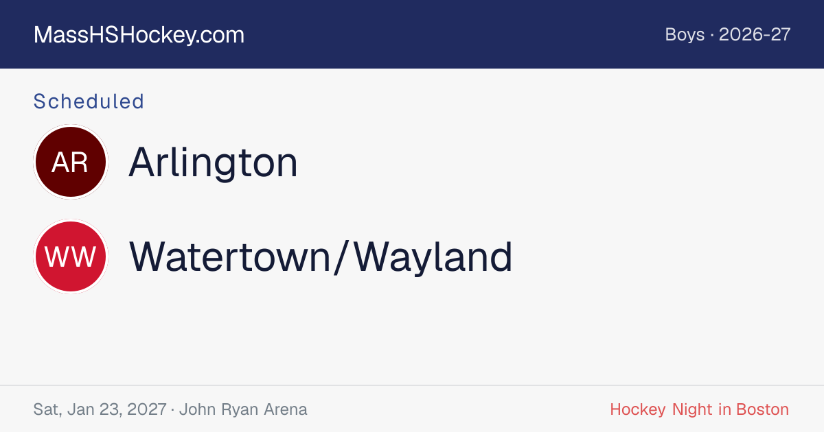 Arlington at Watertown/Wayland score card