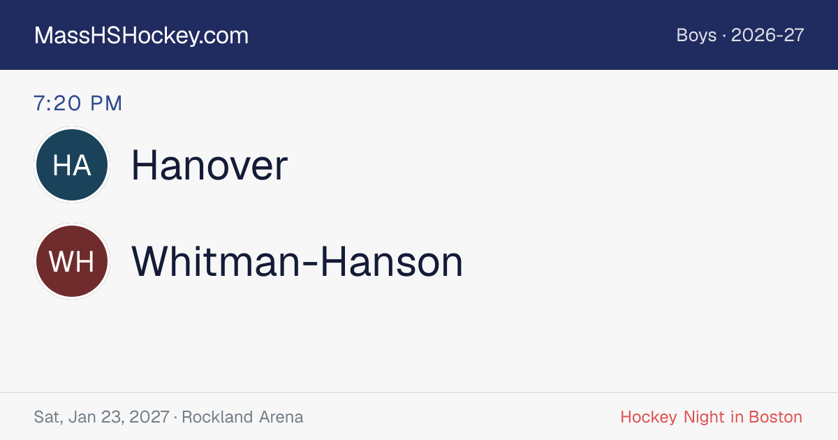 Hanover at Whitman-Hanson score card