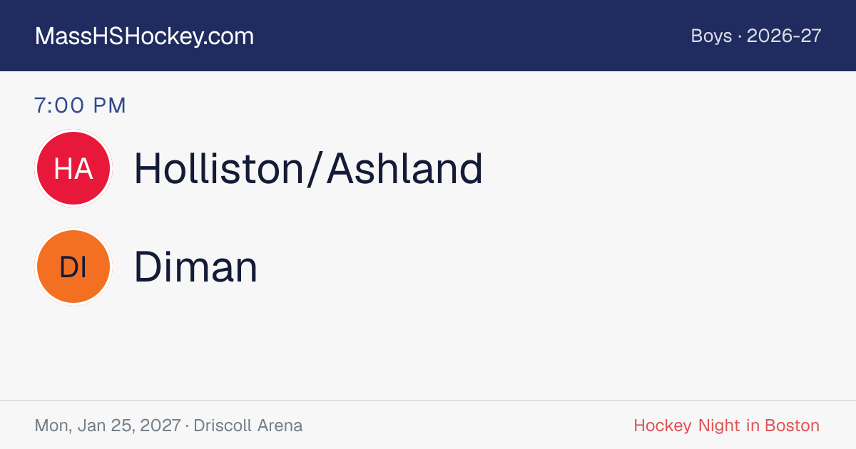 Holliston/Ashland at Diman score card