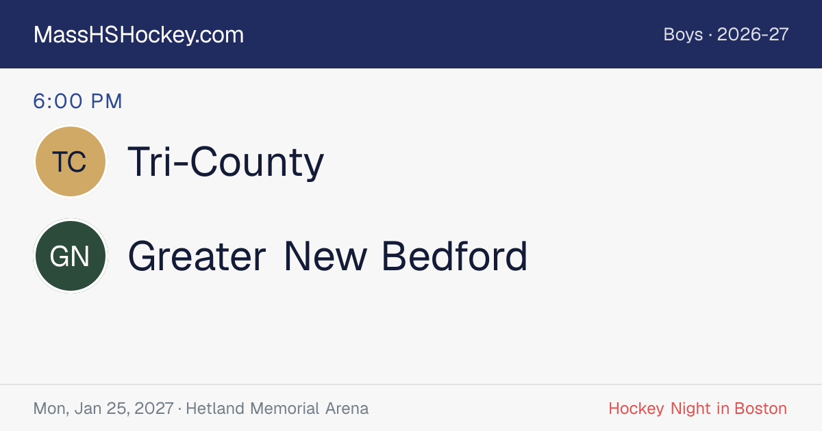 Tri-County at Greater New Bedford score card