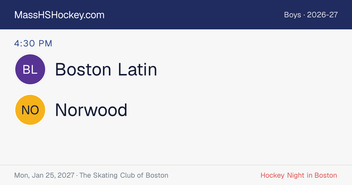 Boston Latin at Norwood score card