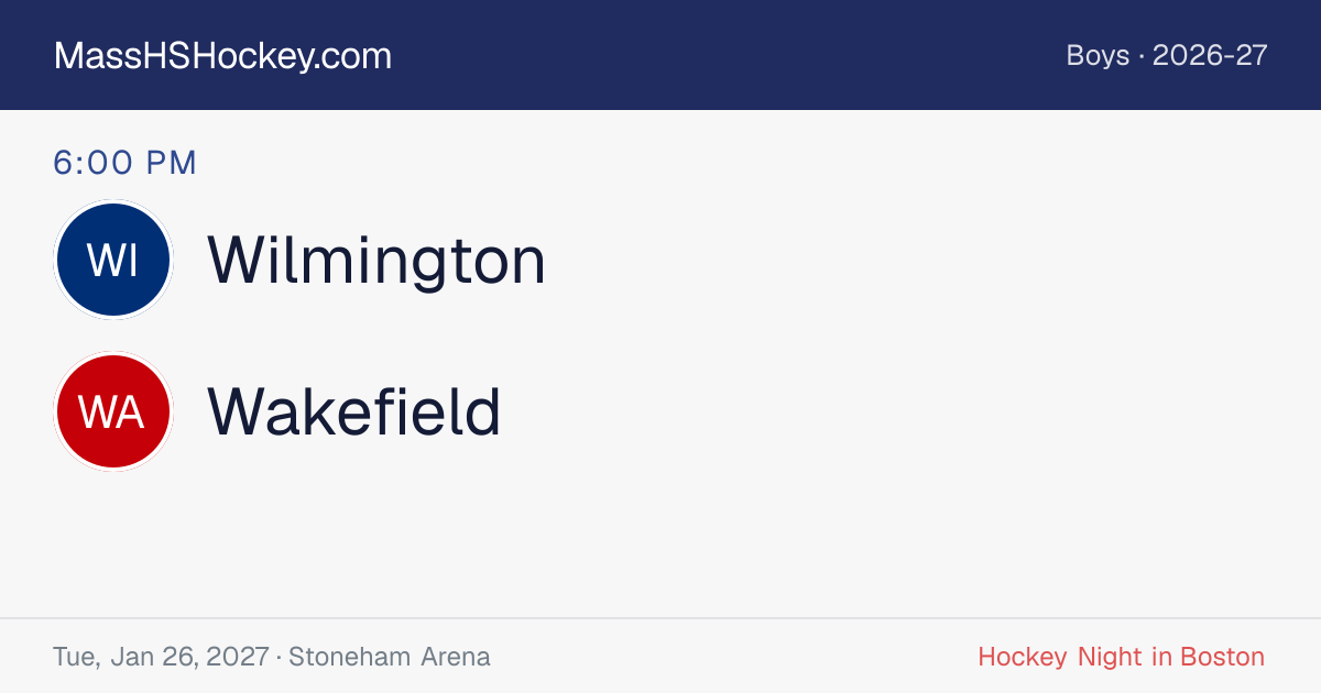 Wilmington at Wakefield score card