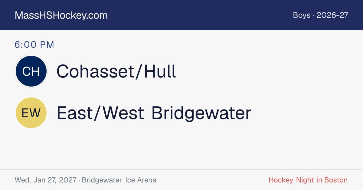 Cohasset/Hull at East/West Bridgewater score card