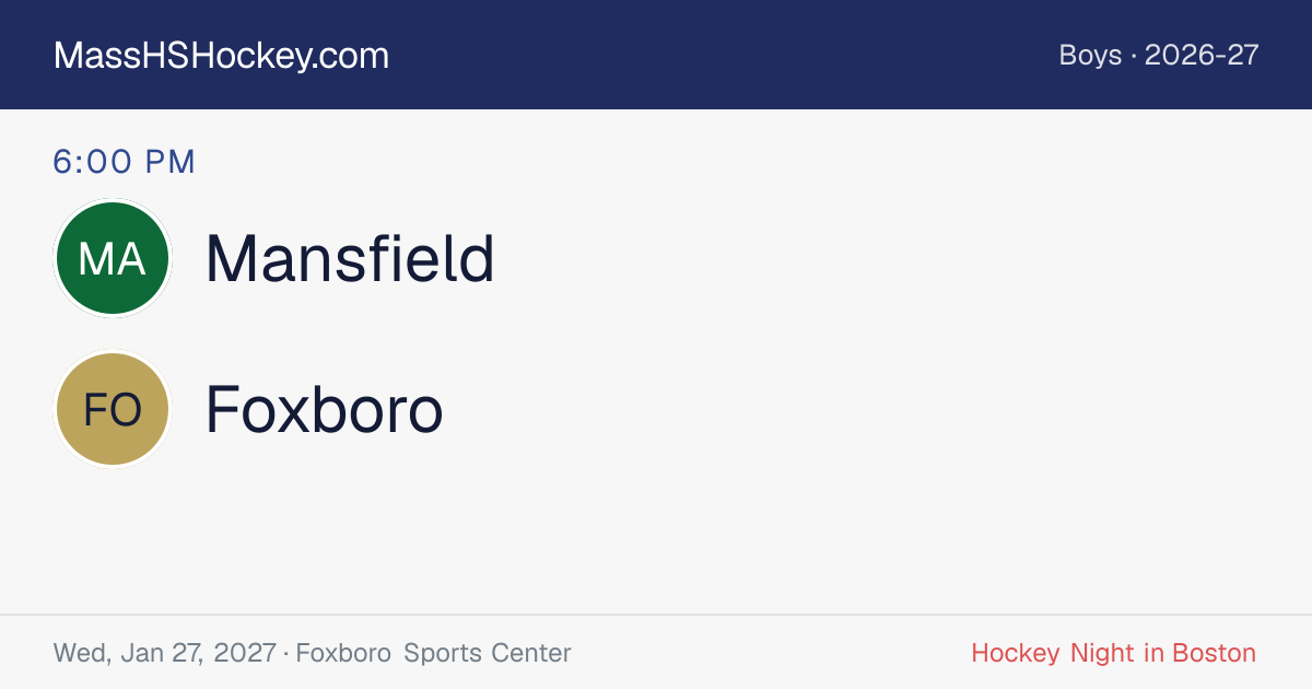 Mansfield at Foxboro score card
