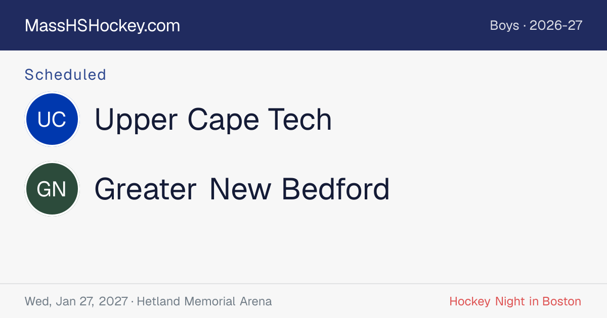 Upper Cape Tech at Greater New Bedford score card