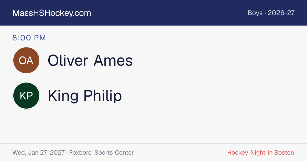 Oliver Ames at King Philip score card