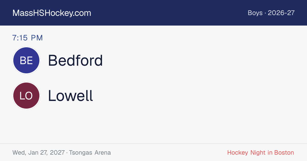 Bedford at Lowell score card