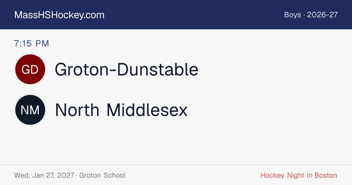 Groton-Dunstable at North Middlesex score card